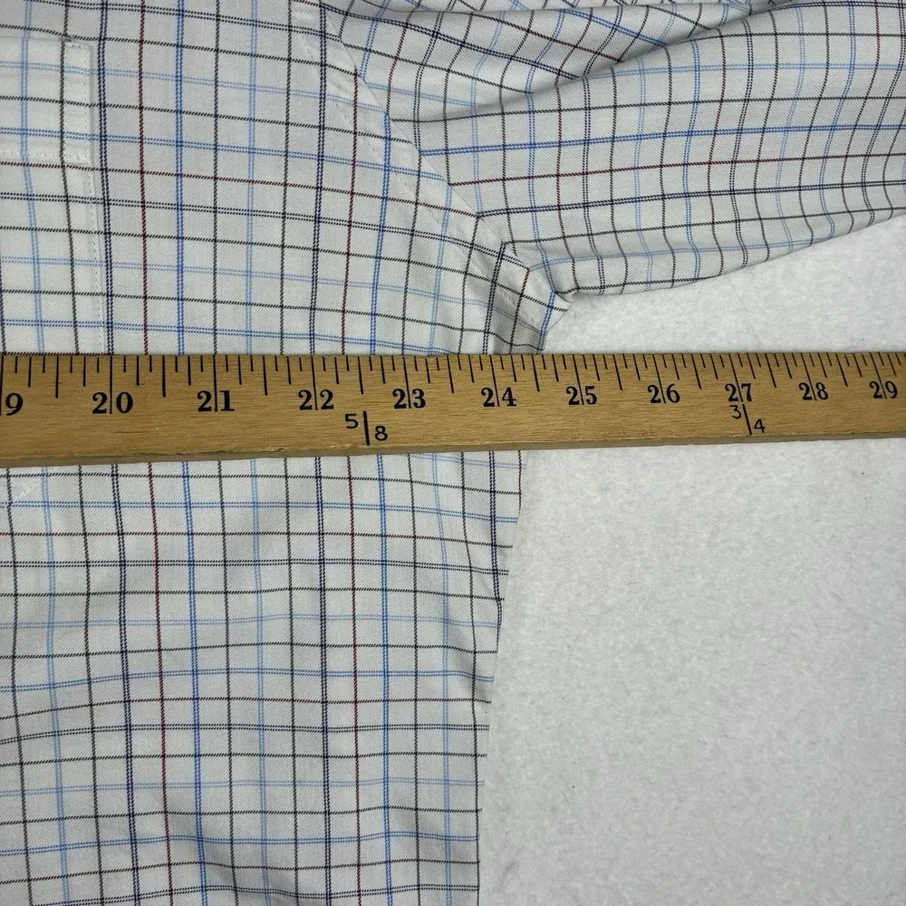 Peter Millar Mens L White Multicolor Check Button Stretch Casual Performance